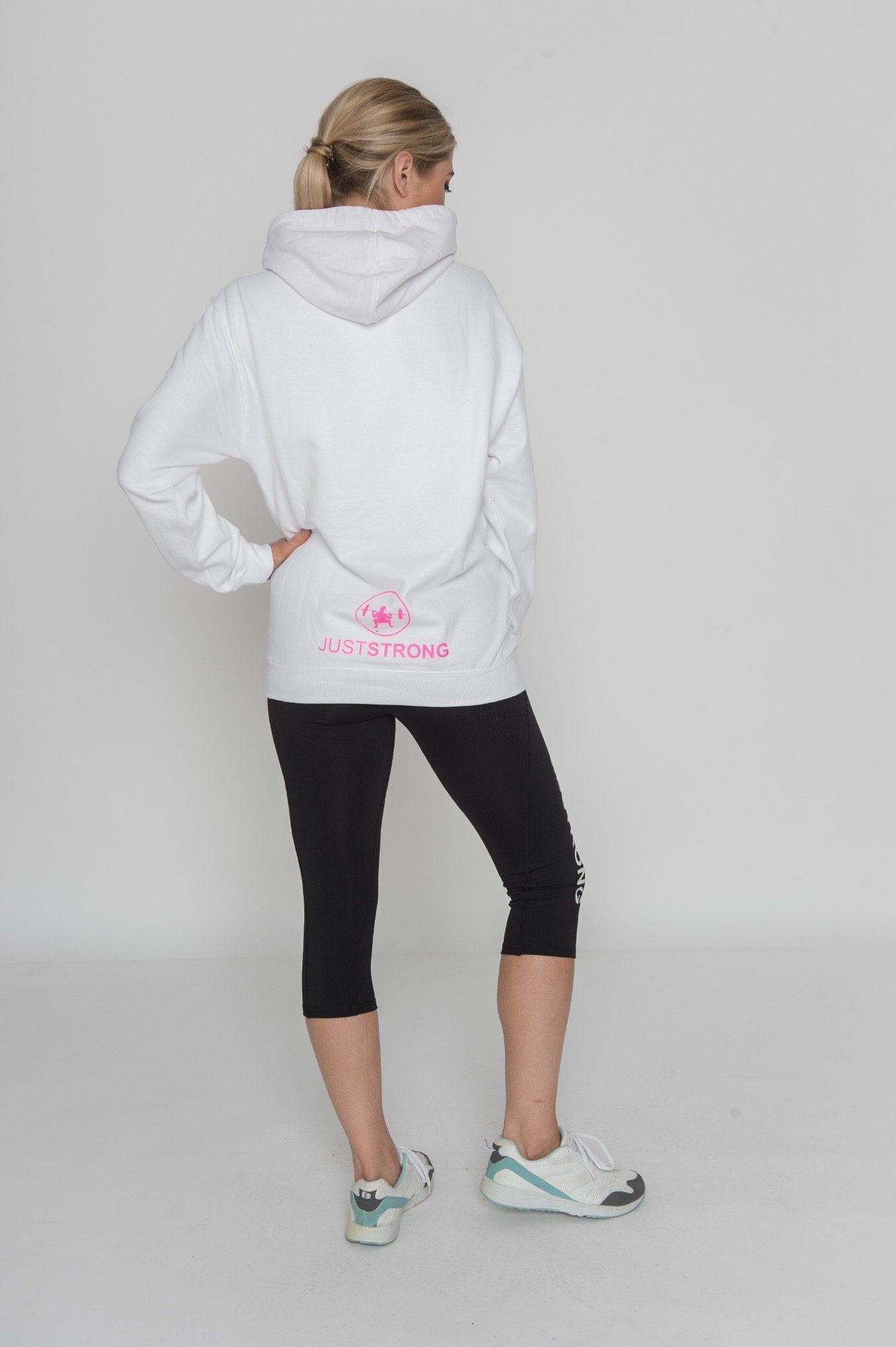 413971316743 ARTIC WHITE & HOT PINK CONTRAST HOODIE - Just Strong
