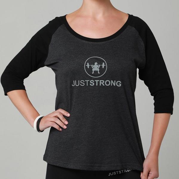 6364088074294 BLACK AND CHARCOAL TECH RAGLAN TEE - Just Strong