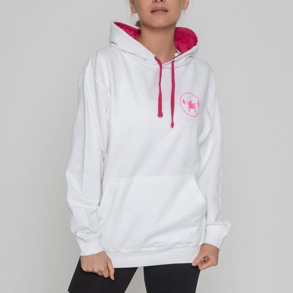 6364230582326-1 ARTIC WHITE & HOT PINK CONTRAST HOODIE - Just Strong